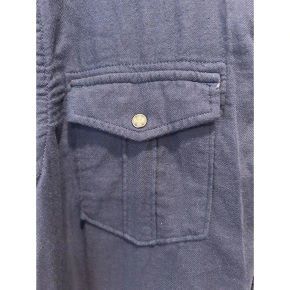 AE American Eagle Navy Blue Flannel Lined Button Down Shirt Mens Size Large - Picture 3 of 7